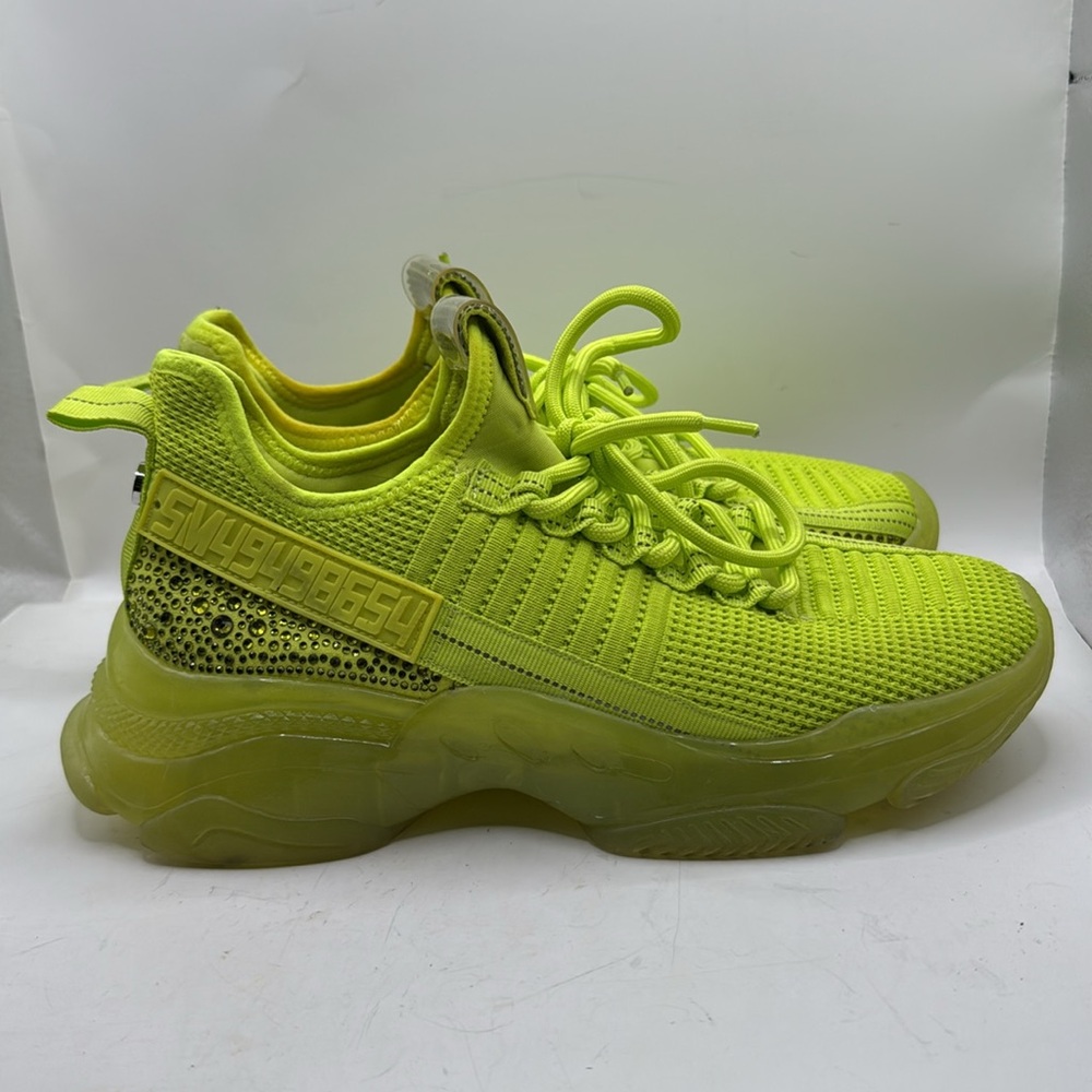 Steve Madden Maxima Athletic Shoes Sneakers Yellow Green Bedazzled Jewel Women 9 - Picture 1 of 14